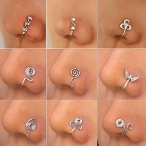 Koper Zirconia U-vormige Niet-Piercing Neus Manchetten Voor Vrouwen Afrikaanse Stijl Nep Neusring Goud Zilver Zwart Sieraden