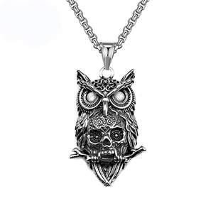 Vintage Punk Gothic Acciaio Inossidabile Gufo Teschio Lupo Leone Pendente Collana Retrò Titanio Acciaio Gioielli Per Uomo Donna