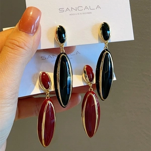 Enamel Glaze Water Drop Long Drop Earrings For Women Brass Gold Plated French Vintage Minimalist Elegant Dangle Earrings Jewelry