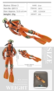 Spécifications de la figurine de plongeur détaillant dimensions, poids et design