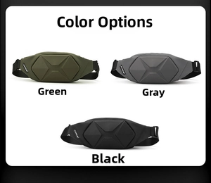 Detailed comparison of waterproof hardshell cross-body bags in green, grey, and black