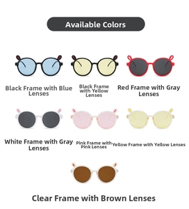 Détail des lunettes de soleil lapin pour enfants avec sept options de couleurs variées