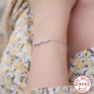 Elegante bracciale MAMA in argento sterling S925 con zirconi incastonati da donna