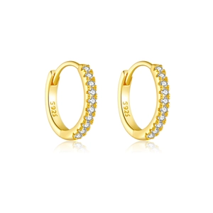 8.5mm S925 sterling silver hoop earrings with gold plating and colorful zircon stones
