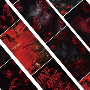 Dark aesthetic phone stickers with red roses and butterfly designs for hand account decor