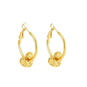 Polished 18K gold-plated star and heart-shaped hoop earrings for women on white background
