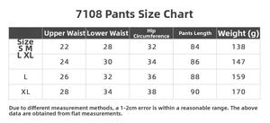 Size chart for yoga leggings showing measurements for S, M, L, XL in a clean table format