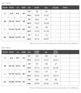 Detailed size chart for Bohemian print top and pants set with UK, US, and EU measurements