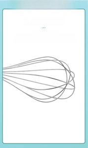 Detail showing high-quality stainless steel wire head of a manual egg whisk mixer