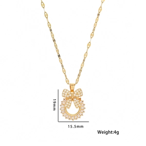 Minimalist gold butterfly wreath necklace with sparkling cubic zirconia stones