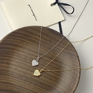 S925 Sterling Silver Heart Pendant Necklace 18K Gold Plated Rhinestone Pave Sweet Clavicle Chain Jewelry For Women Gift