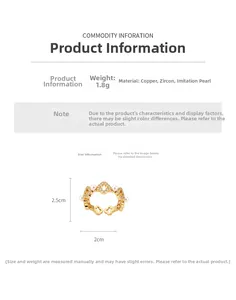 Détails de taille et matériau de la bague fleur plaquée or 18k avec des perles