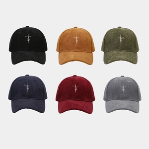 Faith Cross Letter Embroidery Corduroy Baseball Cap Retro Fashion Adjustable Casual Sun Hat For Men Women Unisex
