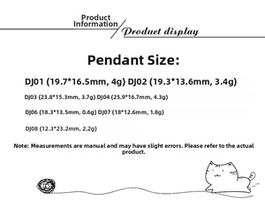 Detailed size guide chart for vintage gold stainless steel star and heart pendants