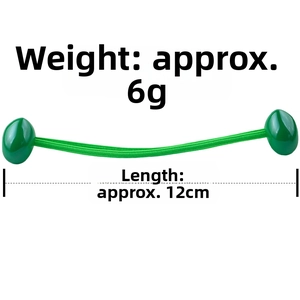 Detail view of green elastic hair tie with round beads, 12cm length and 6g weight