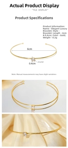 Detail view of gold titanium steel bangle with moissanite inlay and 6cm diameter size