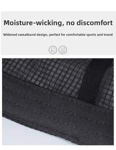 Macro detail of breathable mesh fabric and wide sweatband on men's sports baseball cap