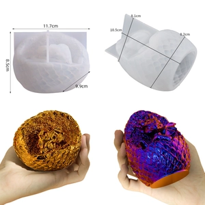 Detail view of silicone mold for dragon egg showing scale texture and precise dimensions