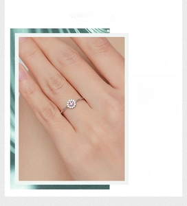Close-up of S925 silver ring with a sunflower design and a pink zircon center stone