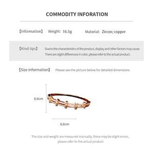 Spécifications du bracelet plaqué or 18 carats avec diamètre de 6,6 cm et zircons