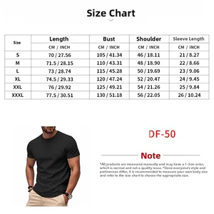 Size chart for men's seersucker short sleeve T-shirt with CM and INCH measurements