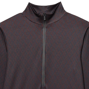 Ensemble deux pièces pour femme avec motif losange, haut à demi-zip en rouge foncé et noir