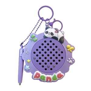 Simpatico portachiavi panda viola con ciondolo stilo per borse e regali per bambini