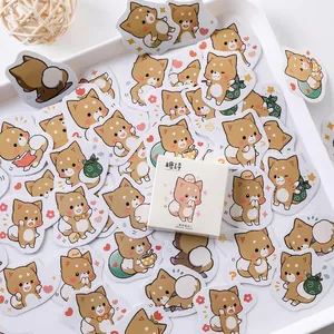 Set di graziosi adesivi Shiba Inu per diari fai da te in una scatola quadrata decorativa