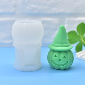Halloween pumpkin with wizard hat silicone mold for DIY cake mousse and candle making