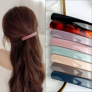 Minimalist Rectangular Spring Hair Clip Matte Glossy Resin Metal Barrette Korean Style Hair Accessory For Women