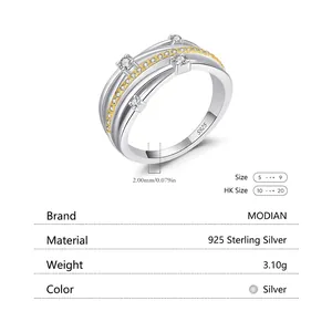 Elegant S925 sterling silver intertwined ring with two-tone finish and sparkling cubic zirconia