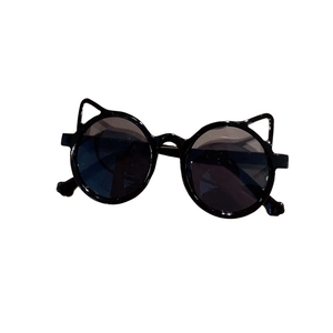 Cute black cat ear sunglasses for kids with stylish round frames and dark lenses