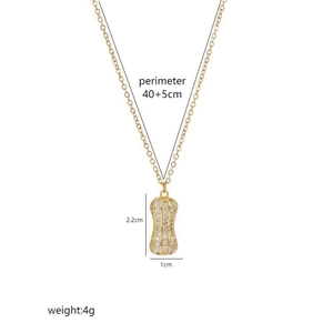Gold-tone peanut pendant necklace with white cubic zirconia and 40+5cm chain length