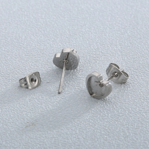 Heart Shaped Earring Posts 316L Stainless Steel Blank Stud Base DIY Jewelry Making Findings Simple Fashion