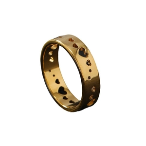 Minimalist gold-plated stainless steel ring featuring a stylish hollow heart cut-out design