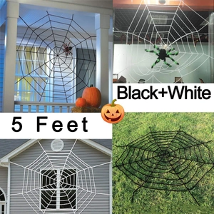 Black and white 5ft giant spider web set for Halloween outdoor porch decoration