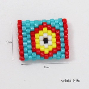 Classic Evil Eye Miyuki bead rectangle charm for DIY jewelry making 11mm x 15mm