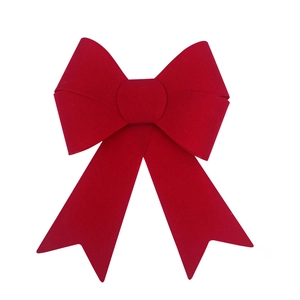 Large red PVC flocked bow ornament for Christmas party and festive home decoration