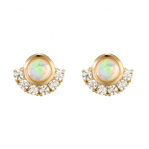 Boucles D'oreilles Puces Opale Ronde Avec Tige En Argent Sterling 925 Bijoux Minimalistes En Zircon Pour Femmes