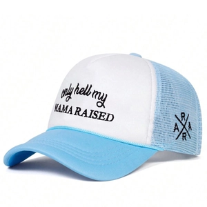 Chapeau Trucker Dos Filet Polyester Broderie Only Hell My Mama Raised Réglable Plein Air Retro Streetwear Pour Hommes Femmes