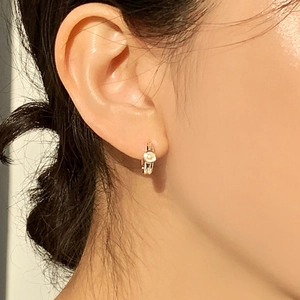 Elegant 925 sterling silver hoop earrings with white pearl drop charms for women
