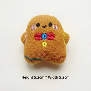 Detailed plush gingerbread man doll with embroidery, 5.2cm height, for DIY Christmas decor