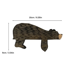 Wooden brown bear door stopper figurine with size dimensions 16cm by 9cm