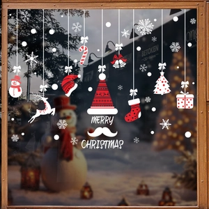 Autocollants De Fenêtre De Noël Adhésifs Statiques PVC Renne Bonhomme De Neige Flocon De Neige Décalcomanies Pour Portes En Verre Décoration De Fête