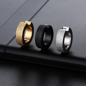 Punk Frosted Titanium Steel Ear Cuffs Minimalist Round Clip On Earrings Non Pierced Jewelry For Men Women