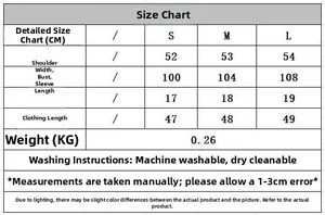 Detailed size chart for the short sleeve knit top including S, M, and L dimensions