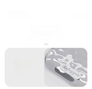 Detail of high quality silver zipper with engraved logo on textured ripple toilet lid lifter