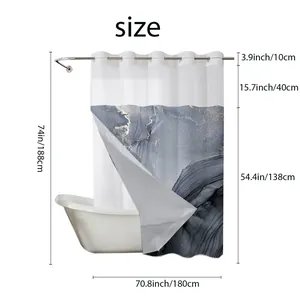 Detailed size chart for marble pattern waterproof shower curtain showing 180x188cm dimensions