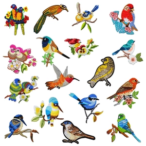 Bird Flower Embroidery Patches Iron On Sew On Decorative Apparel Accessories DIY Sewing Applique For Clothing