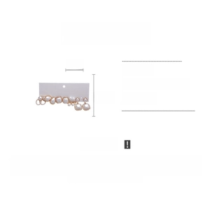 Detailed view of geometric drop earrings featuring rhinestones and faux pearls with dimensions